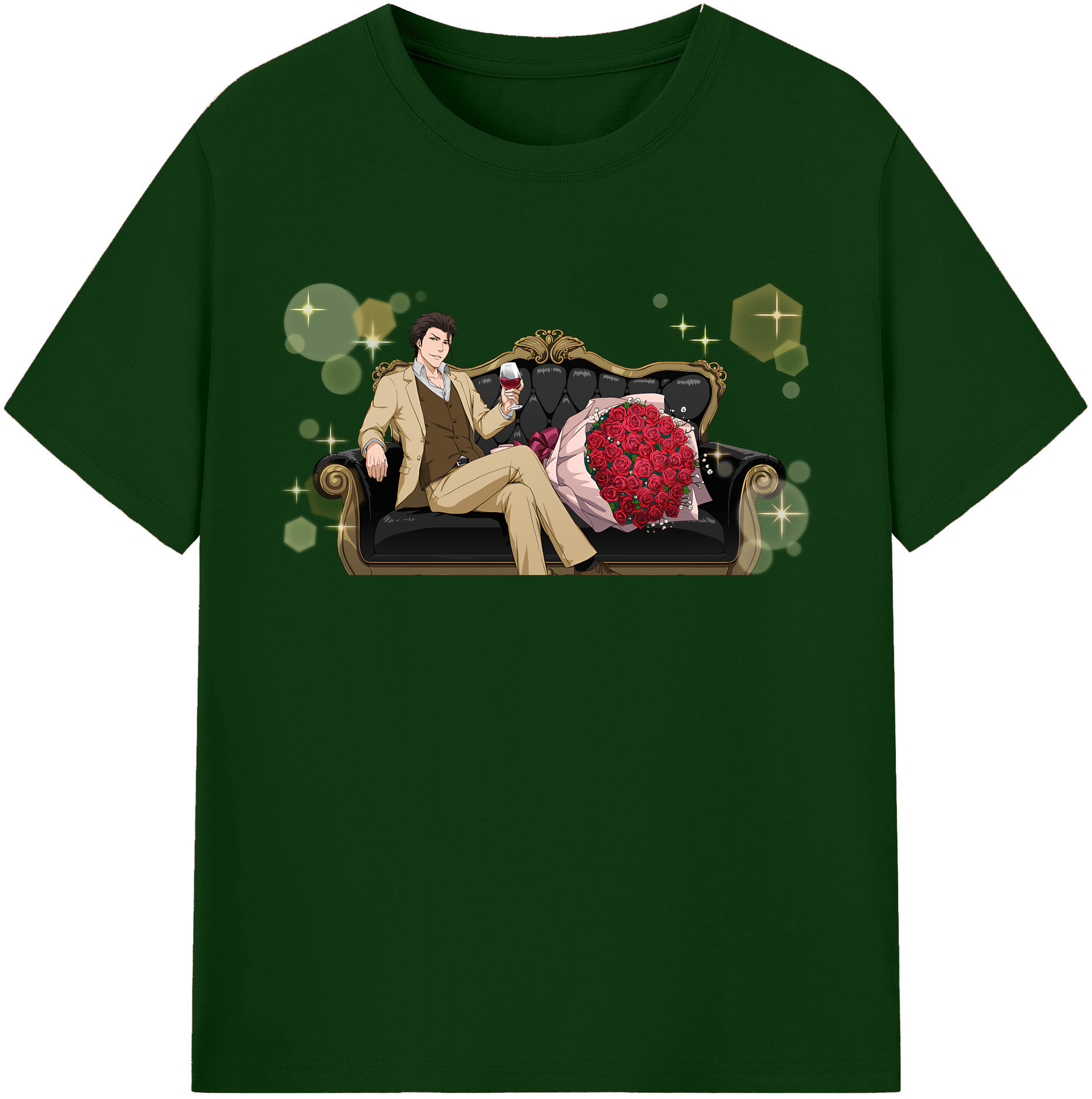（画像用） ブリーチ 藍染 惣右介（あいぜん そうすけ） BLEACH Aizen Sousuke 綿100％半袖Tシャツ（フロントプリント）